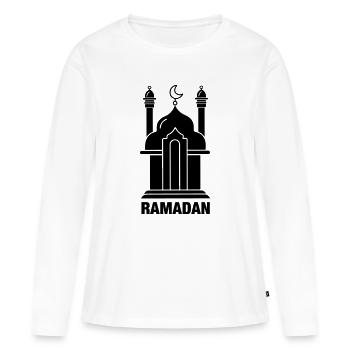 Ramadan-Text und Moschee - Frauen Premium Bio Langarmshirt - Weiß - Vorne - Julia (174cm)