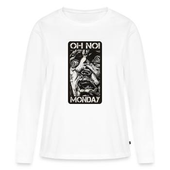 Oh non ! Lundi - T-shirt manches longues Premium bio Femme - blanc - Devant - Julia (174cm)