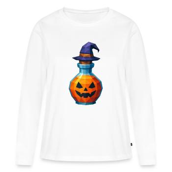 Low poly pumpkin in a witch vial - Women's Premium Organic Long Sleeve Shirt - white - Front - Julia (174cm)
