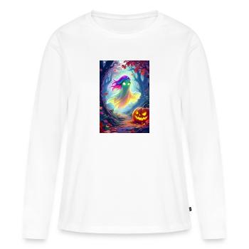 geist   - Frauen Premium Bio Langarmshirt - Weiß - Vorne - Julia (174cm)