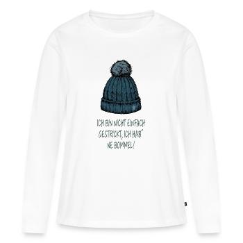 Je ne suis pas juste tricotée – pompon disant - T-shirt manches longues Premium bio Femme - blanc - Devant - Julia (174cm)