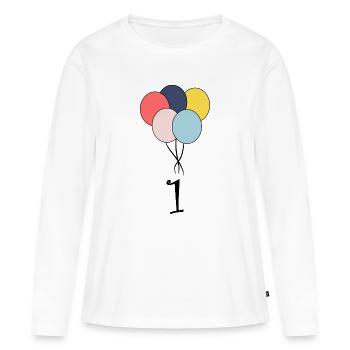 1. 1 year. 1st ANNIVERSARY. 1 YEAR ANNIVERSARY ANNIVERSARY. - Women's Premium Organic Long Sleeve Shirt - white - Front - Julia (174cm)