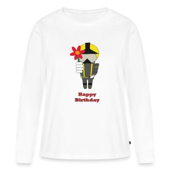 Happy Birthday - with flowers - Fire Brigade - Women's Premium Organic Long Sleeve Shirt - white - Front - Julia (174cm)