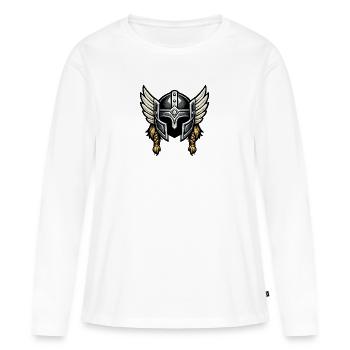 Valkyrie Helm mit Flügeln - Frauen Premium Bio Langarmshirt - Weiß - Vorne - Julia (174cm)