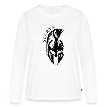 Casque Spartiate de Sparte – Fitness des anciens guerriers - T-shirt manches longues Premium bio Femme - blanc - Devant - Julia (174cm)