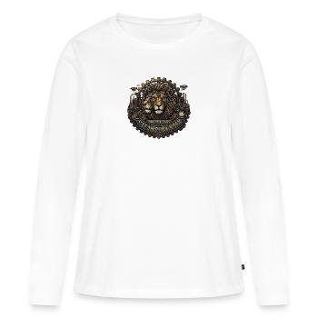 Steampunk Lion : Forgez votre héritage - T-shirt manches longues Premium bio Femme - blanc - Devant - Julia (174cm)