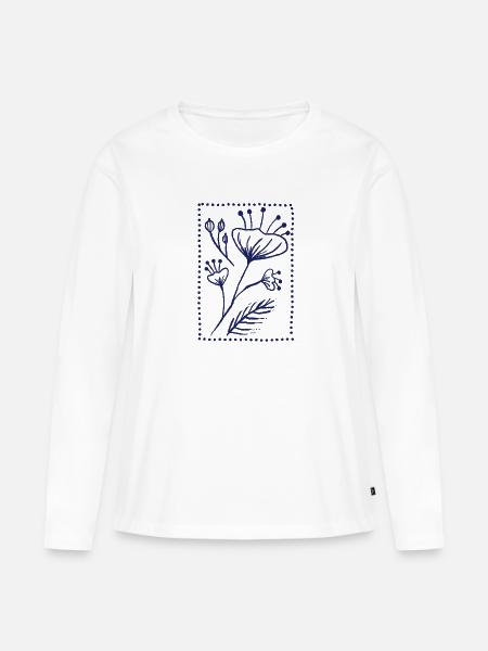 Blauer Mohn - Frauen Premium Bio Langarmshirt - Weiß