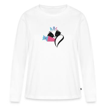Skunk avec cône d’école inscription à l’école - T-shirt manches longues Premium bio Femme - blanc - Devant - Julia (174cm)