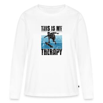Ceci est ma thérapie Skateboard Skateboarder Skate - T-shirt manches longues Premium bio Femme - blanc - Devant - Julia (174cm)