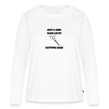 Coiffes coiffeuses ciseaux pesaille femme fille - T-shirt manches longues Premium bio Femme - blanc - Devant - Julia (174cm)