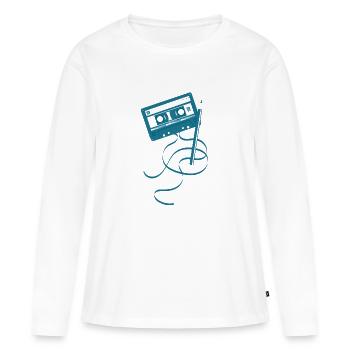 Cassette audio - T-shirt manches longues Premium bio Femme - blanc - Devant - Julia (174cm)