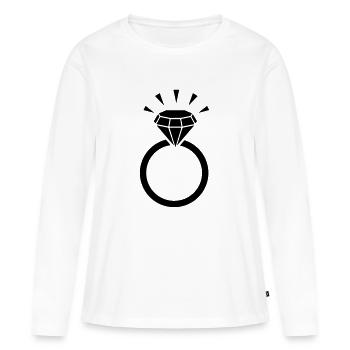 Ring - Frauen Premium Bio Langarmshirt - Weiß - Vorne - Julia (174cm)