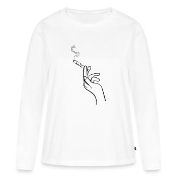 kiffen joint hand - Frauen Premium Bio Langarmshirt - Weiß - Vorne - Julia (174cm)