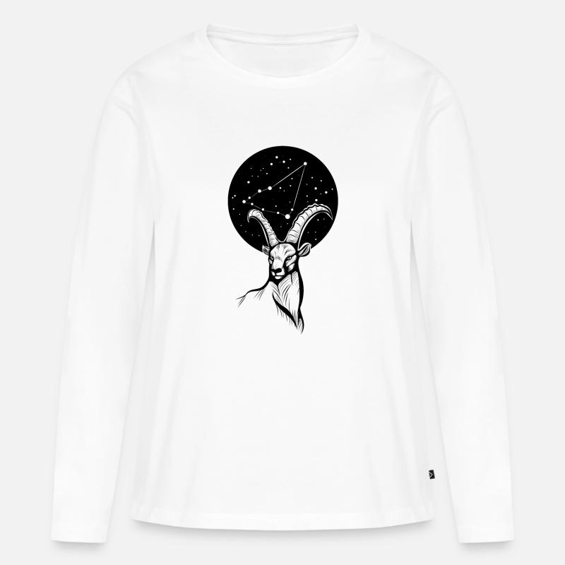 Steinbock - Frauen Premium Bio Langarmshirt - Weiß