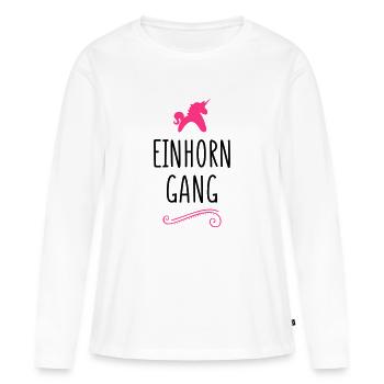 einhorn gang - Frauen Premium Bio Langarmshirt - Weiß - Vorne - Julia (174cm)