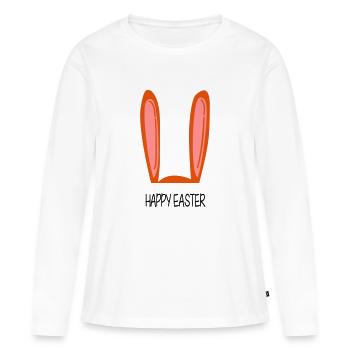 Joyeuses Pâques - T-shirt manches longues Premium bio Femme - blanc - Devant - Julia (174cm)