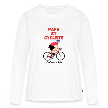 Papa et cycliste tout pour plaire - T-shirt manches longues Premium bio Femme - blanc - Devant - Julia (174cm)