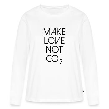 faire l’amour pas co2 Changement climatique Protection de l’environnement - T-shirt manches longues Premium bio Femme - blanc - Devant - Julia (174cm)
