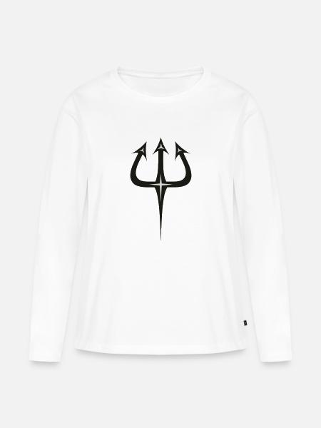Dreizack - Frauen Premium Bio Langarmshirt - Weiß