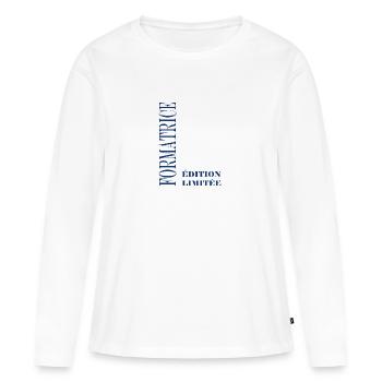 formatrice - T-shirt manches longues Premium bio Femme - blanc - Devant - Julia (174cm)