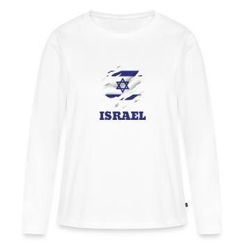 Israel Flagge - Frauen Premium Bio Langarmshirt - Weiß - Vorne - Julia (174cm)
