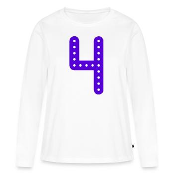 4 ANS. 4e ANNIVERSAIRE. ANNIVERSAIRE 4 ANS. ANNIV - T-shirt manches longues Premium bio Femme - blanc - Devant - Julia (174cm)