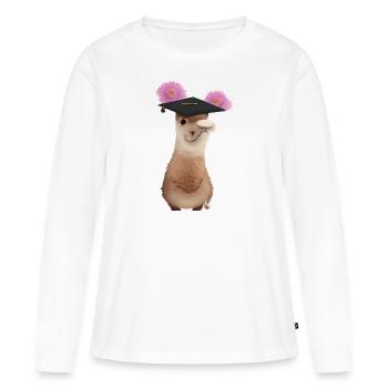 Certificat de fin d’études en alpaga - T-shirt manches longues Premium bio Femme - blanc - Devant - Julia (174cm)