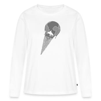 Faire fondre la terre comme crème glacée dans une gaufre - T-shirt manches longues Premium bio Femme - blanc - Devant - Julia (174cm)