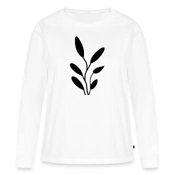 Fleur avec tige - T-shirt manches longues Premium bio Femme - blanc - Devant - Julia (174cm)