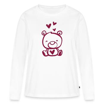 Heart Teddy - Women's Premium Organic Long Sleeve Shirt - white - Front - Julia (174cm)
