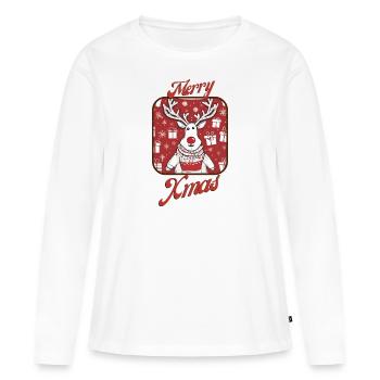 Rudi le Ren 2 - T-shirt manches longues Premium bio Femme - blanc - Devant - Julia (174cm)