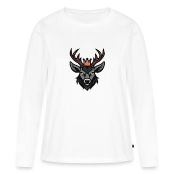 Couronne de tête de cerf - T-shirt manches longues Premium bio Femme - blanc - Devant - Julia (174cm)