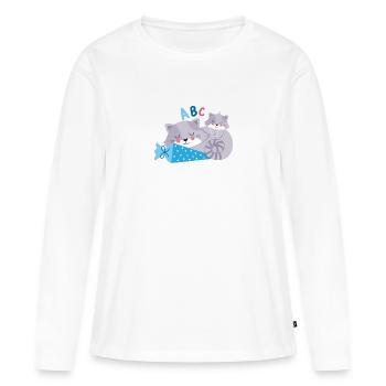 Chaton avec cône d’école inscription à l’école - T-shirt manches longues Premium bio Femme - blanc - Devant - Julia (174cm)