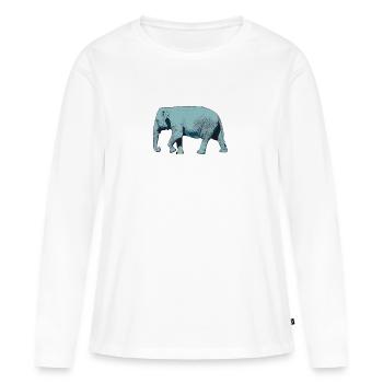 Eléphant, éléphant bleu, élophe, pachyderme - T-shirt manches longues Premium bio Femme - blanc - Devant - Julia (174cm)