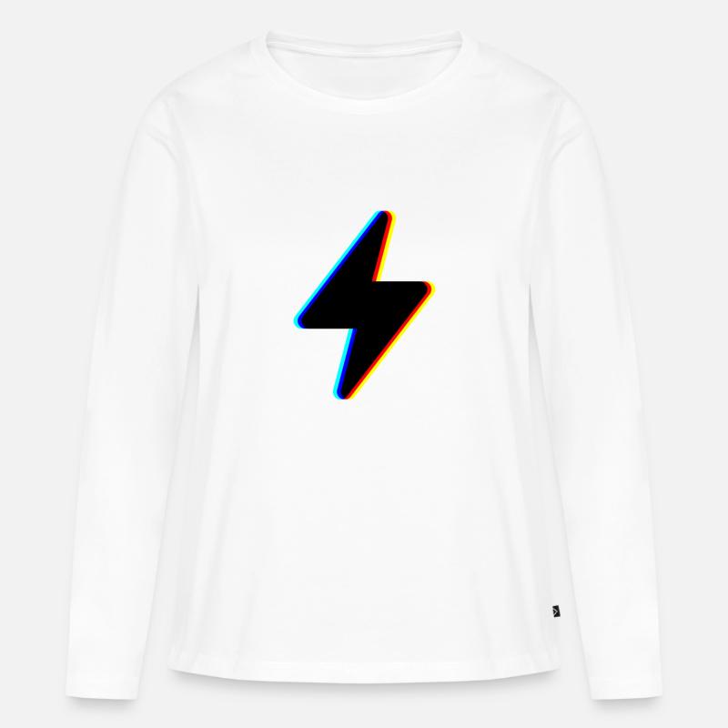 blitz strom symbol logo - Frauen Premium Bio Langarmshirt - Weiß