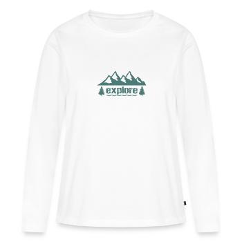 explore - Women's Premium Organic Long Sleeve Shirt - white - Front - Julia (174cm)