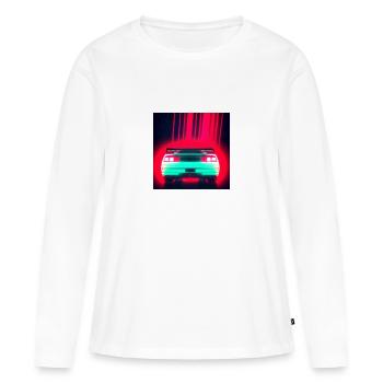 Car from behind with red light - Women's Premium Organic Long Sleeve Shirt - white - Front - Julia (174cm)