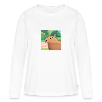 Un capybara brun - T-shirt manches longues Premium bio Femme - blanc - Devant - Julia (174cm)