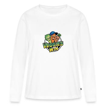 Sain, végétalien, végétarien, vivant, bien-être animal et après - T-shirt manches longues Premium bio Femme - blanc - Devant - Julia (174cm)