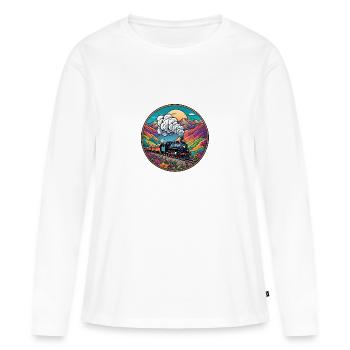 Train nostalgique de locomotive fumante. - T-shirt manches longues Premium bio Femme - blanc - Devant - Julia (174cm)