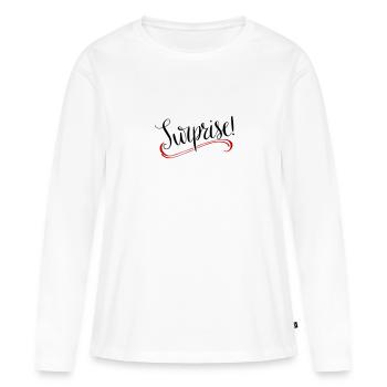 Surprise Surprise Fille Enceinte Enceinte - T-shirt manches longues Premium bio Femme - blanc - Devant - Julia (174cm)