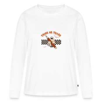 Halloween Trick ou Treat - T-shirt manches longues Premium bio Femme - blanc - Devant - Julia (174cm)