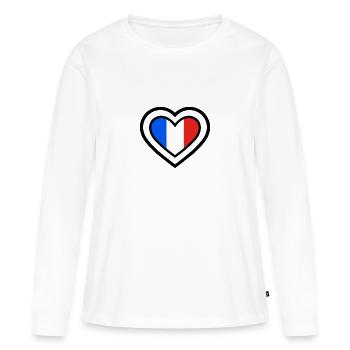 France Sport Équipes Cœur - T-shirt manches longues Premium bio Femme - blanc - Devant - Julia (174cm)