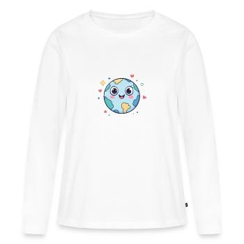 Erde - Frauen Premium Bio Langarmshirt - Weiß - Vorne - Julia (174cm)
