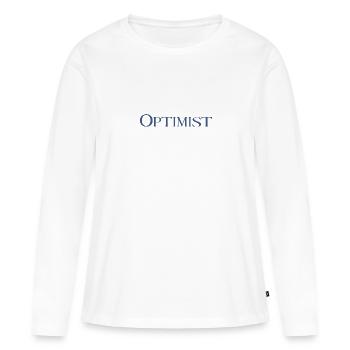 Optimiste - T-shirt manches longues Premium bio Femme - blanc - Devant - Julia (174cm)