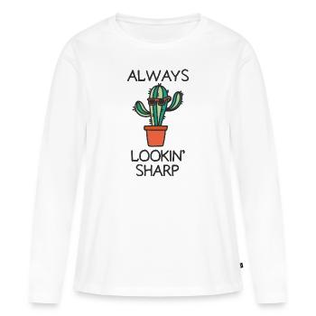 Always Lookin Sharp Cactus Sunglasses - Women's Premium Organic Long Sleeve Shirt - white - Front - Julia (174cm)