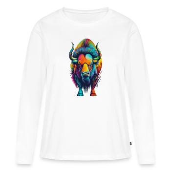 Bison - T-shirt manches longues Premium bio Femme - blanc - Devant - Julia (174cm)
