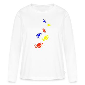 Icône Saturne - T-shirt manches longues Premium bio Femme - blanc - Devant - Julia (174cm)