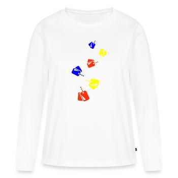 Icône d’icône de badge - T-shirt manches longues Premium bio Femme - blanc - Devant - Julia (174cm)