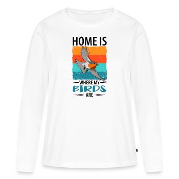 Observation des oiseaux Oiseaux Observation des oiseaux Oiseaux - T-shirt manches longues Premium bio Femme - blanc - Devant - Julia (174cm)